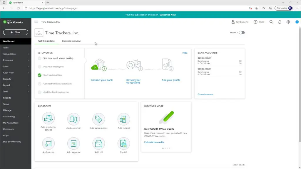 QuickBooks screenshot - 10 Mejores Programas Gratuitos de Facturación Legal de 2026