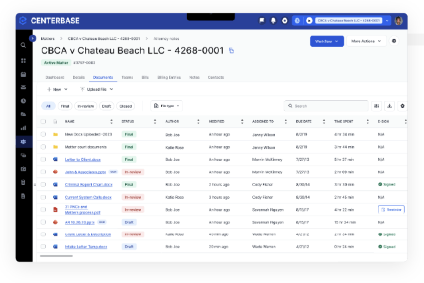Centerbase screenshot - 10 Mejores Programas de Facturación Legal Analizados para 2026
