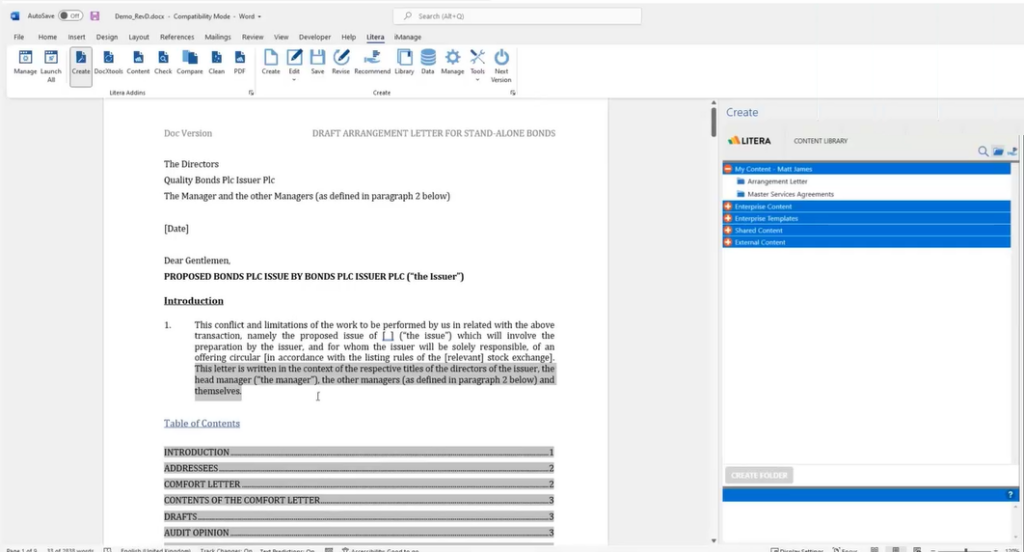 Litera screenshot - Guida ai 10 migliori software per la redazione legale del 2026