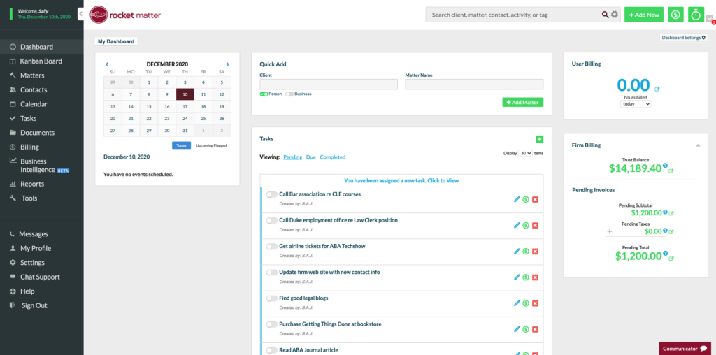 Rocket Matter screenshot - Guía de los 15 Mejores Software de Gestión de Casos Legales 2026