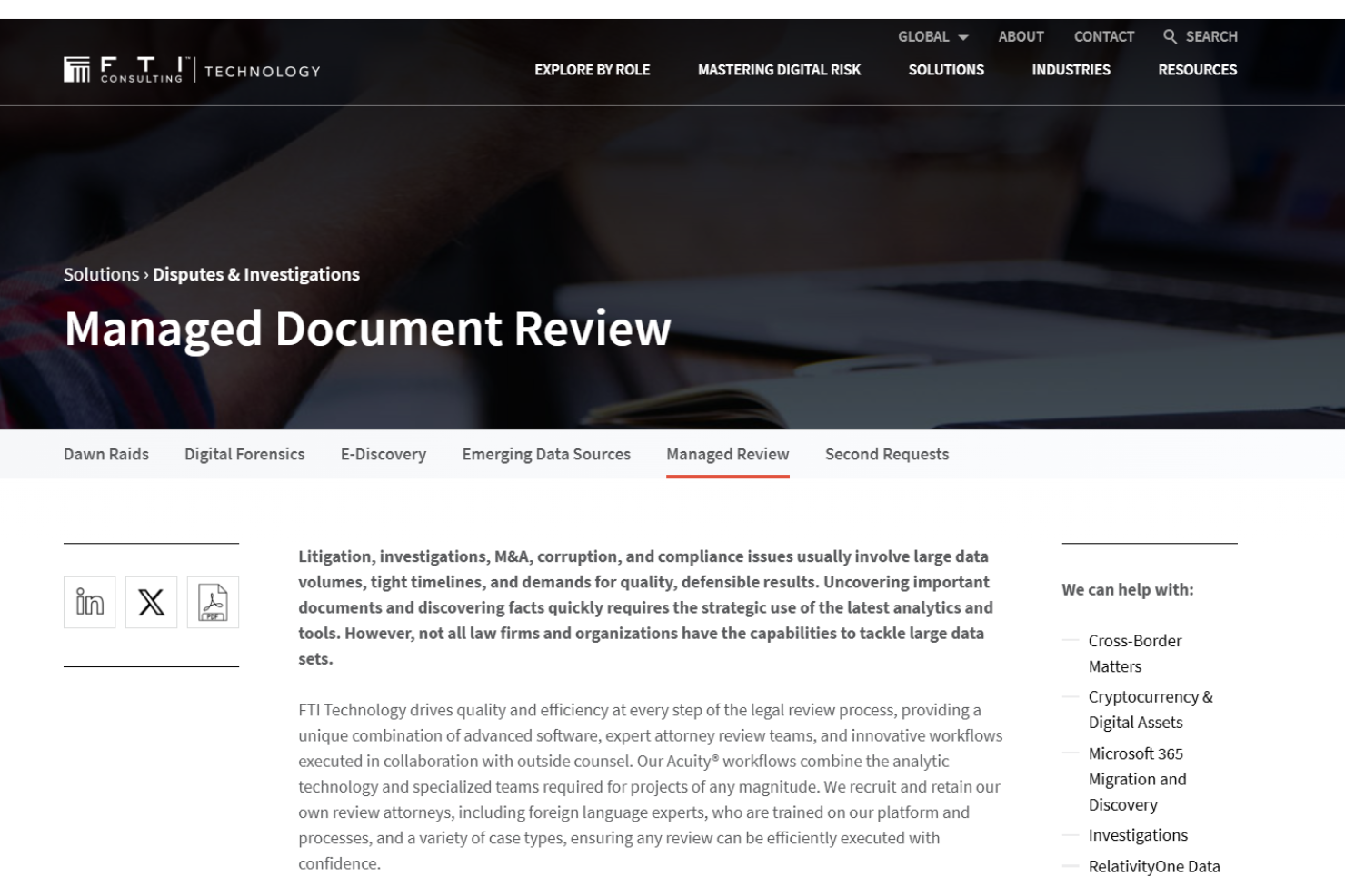 FTI Consulting screenshot - 10 migliori servizi di revisione di documenti legali recensiti nel 2026