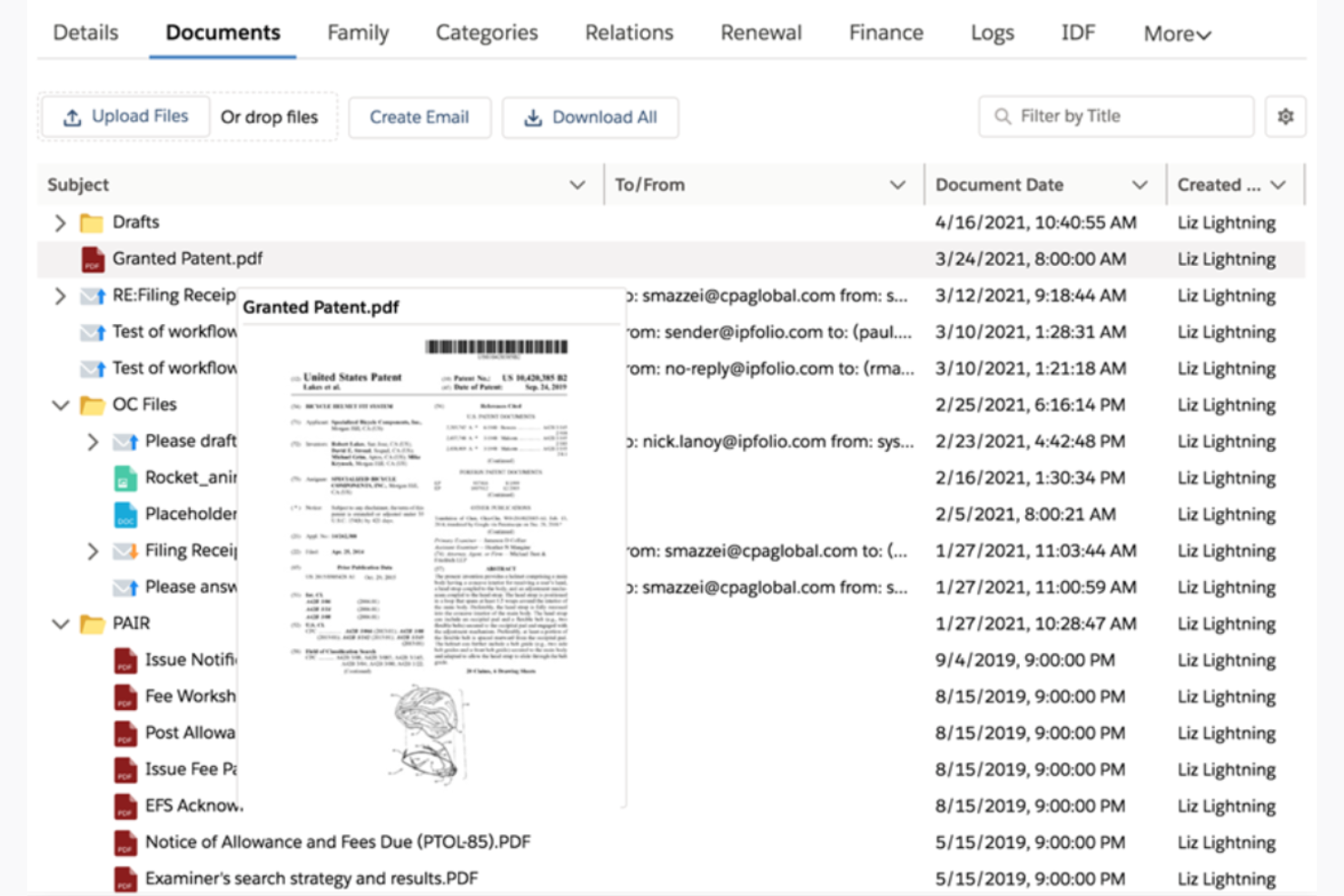 IPfolio screenshot - 10 Mejores Programas para Gestión de Cartas Patentes Revisados en 2026