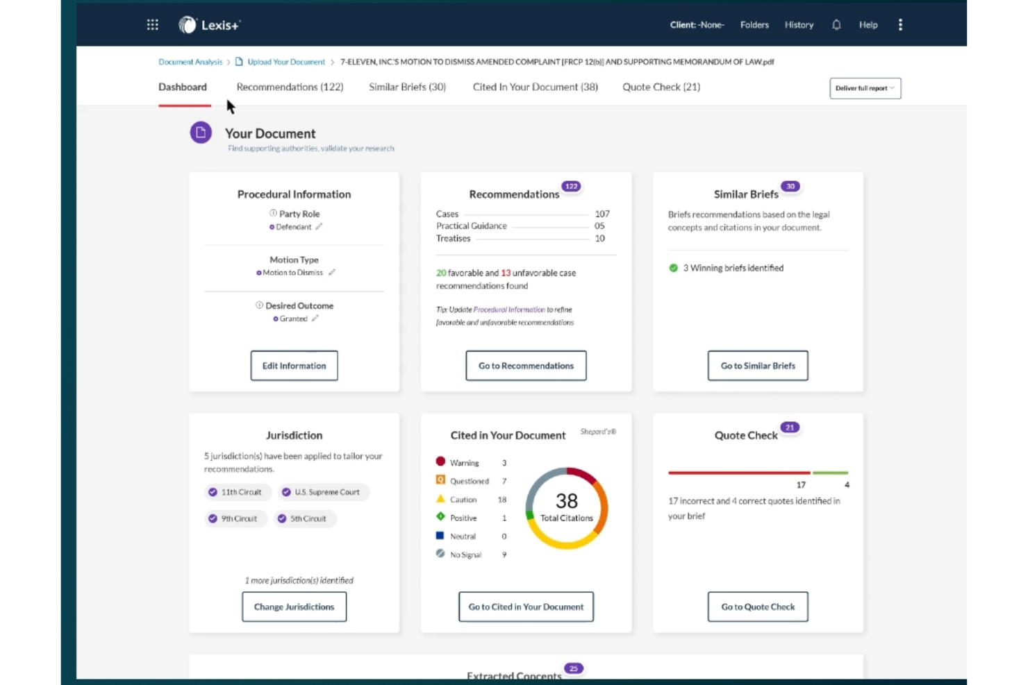 Lexis+ screenshot - 10 mejores herramientas de investigación jurídica con IA analizadas en 2026
