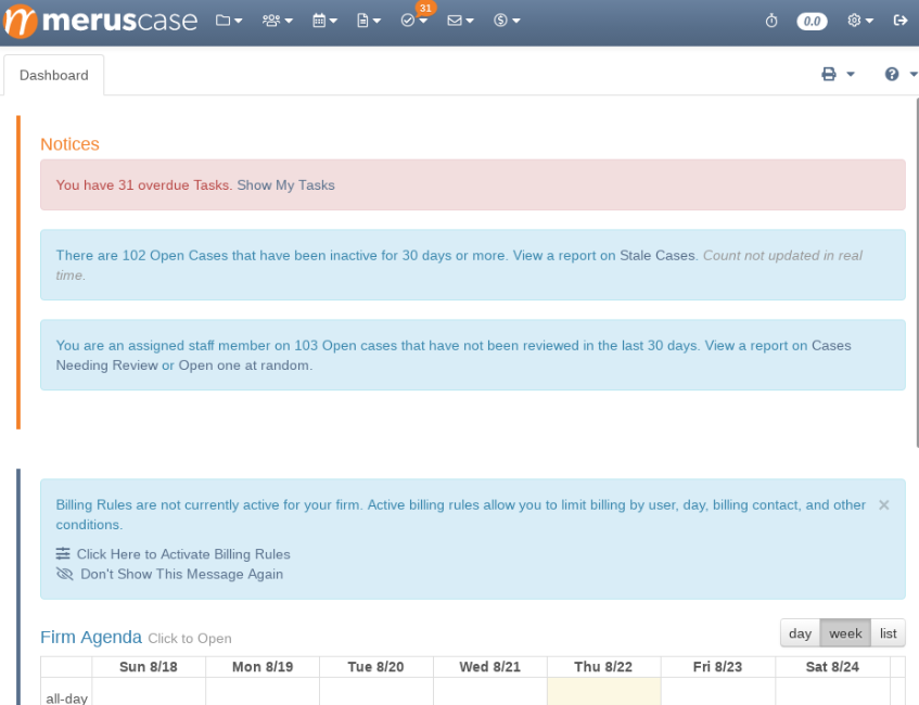 MerusCase screenshot - 23 Migliori Software di Registrazione Legale per il 2026