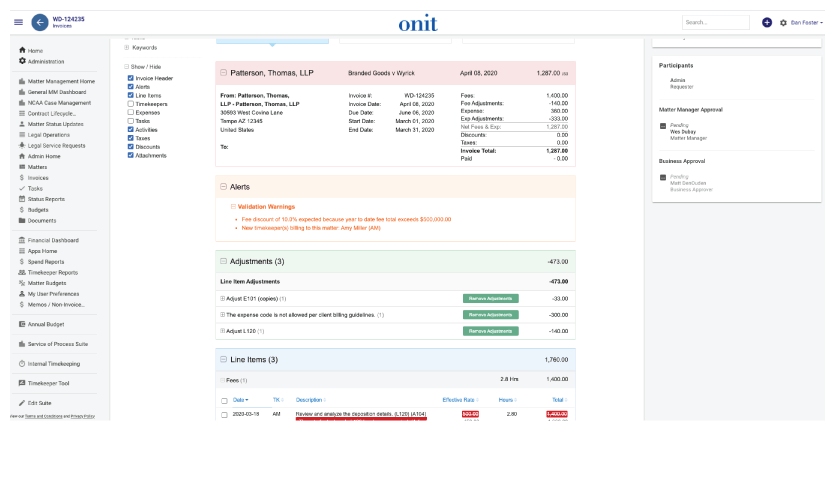 OnitX screenshot - I 10 Migliori Software di Gestione della Spesa Legale del 2026