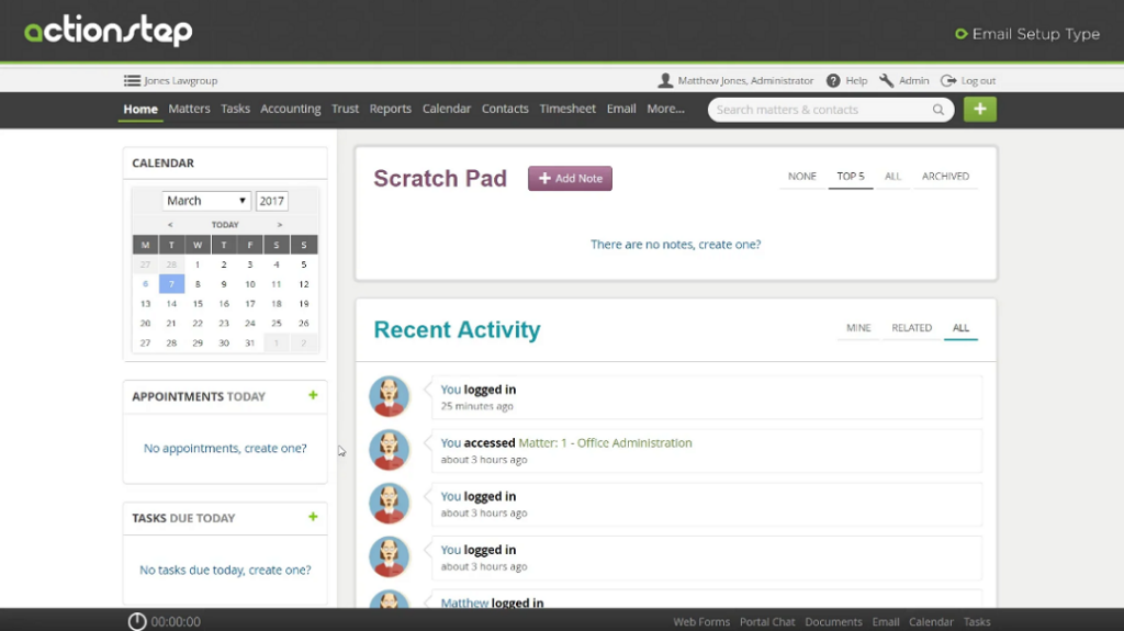 Actionstep screenshot - Los 10 mejores programas de contabilidad para pequeños despachos de abogados en 2026