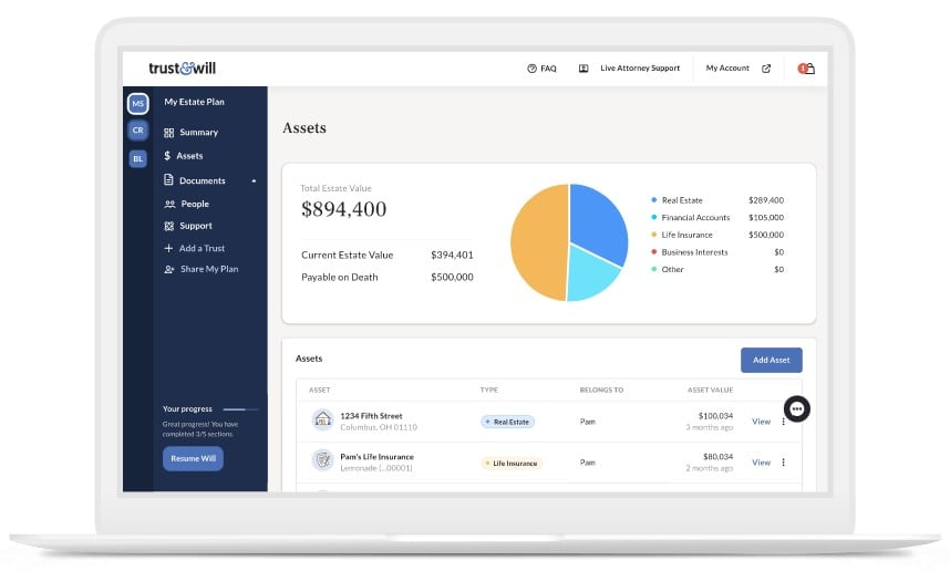 Trust and Will screenshot - I 10 migliori software per la pianificazione successoria che stanno rivoluzionando il settore nel 2026