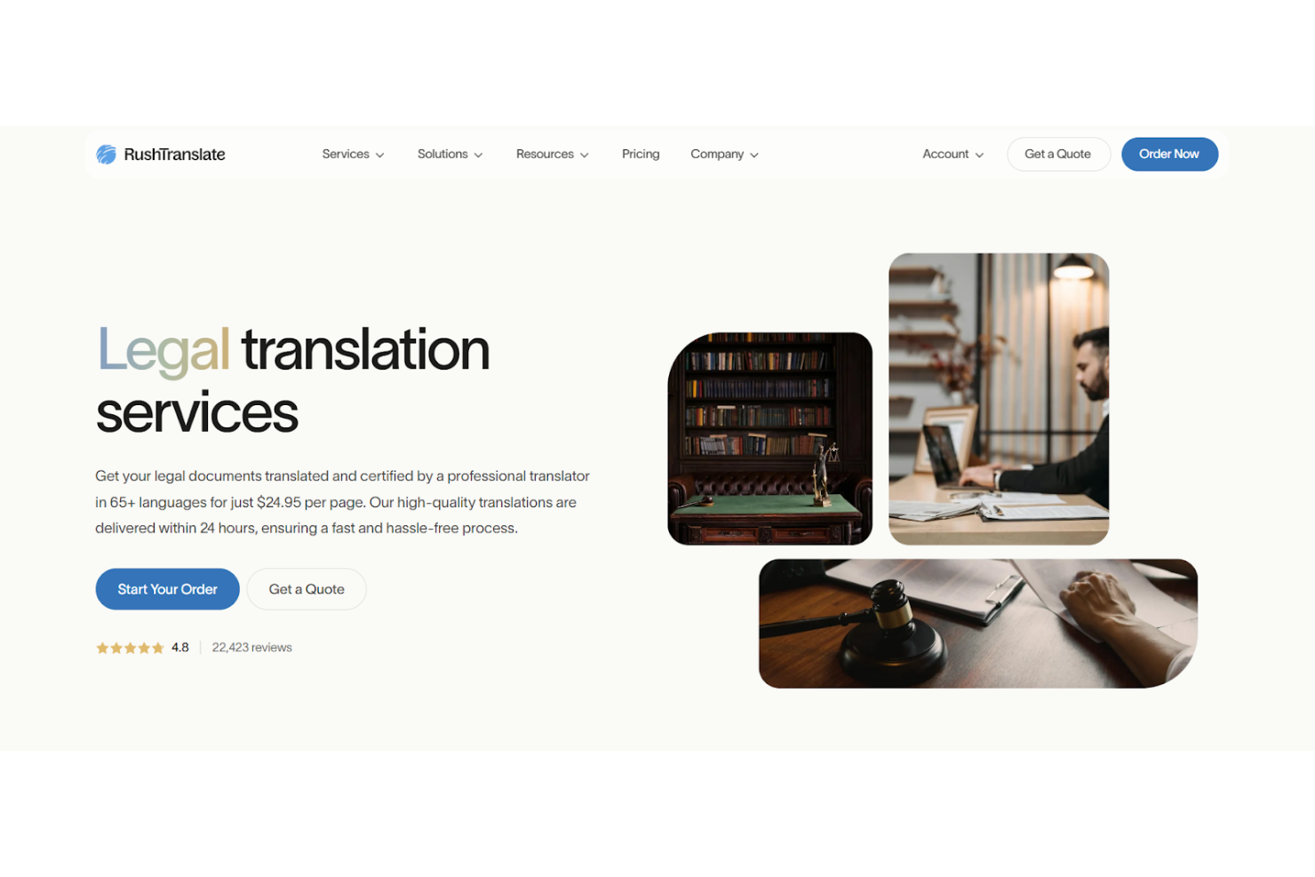 RushTranslate screenshot - 10 migliori servizi di traduzione di documenti legali nel 2026