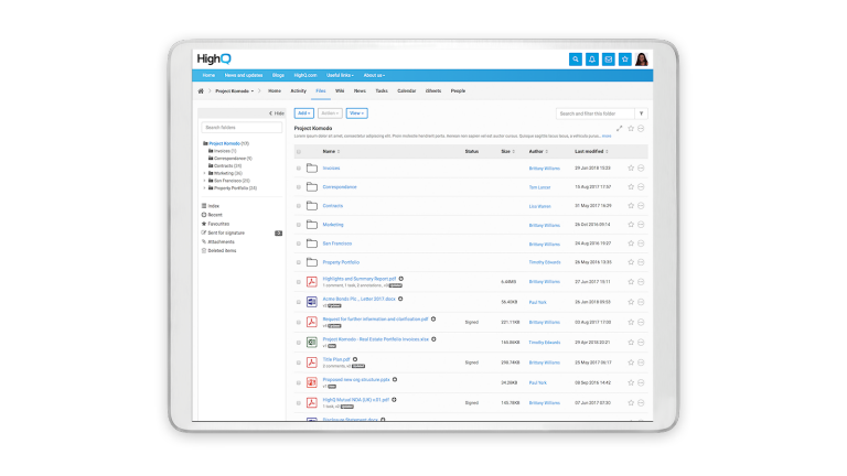 Thomson Reuters HighQ screenshot - 10 programas de automatización de documentos legales para despachos de abogados en 2026