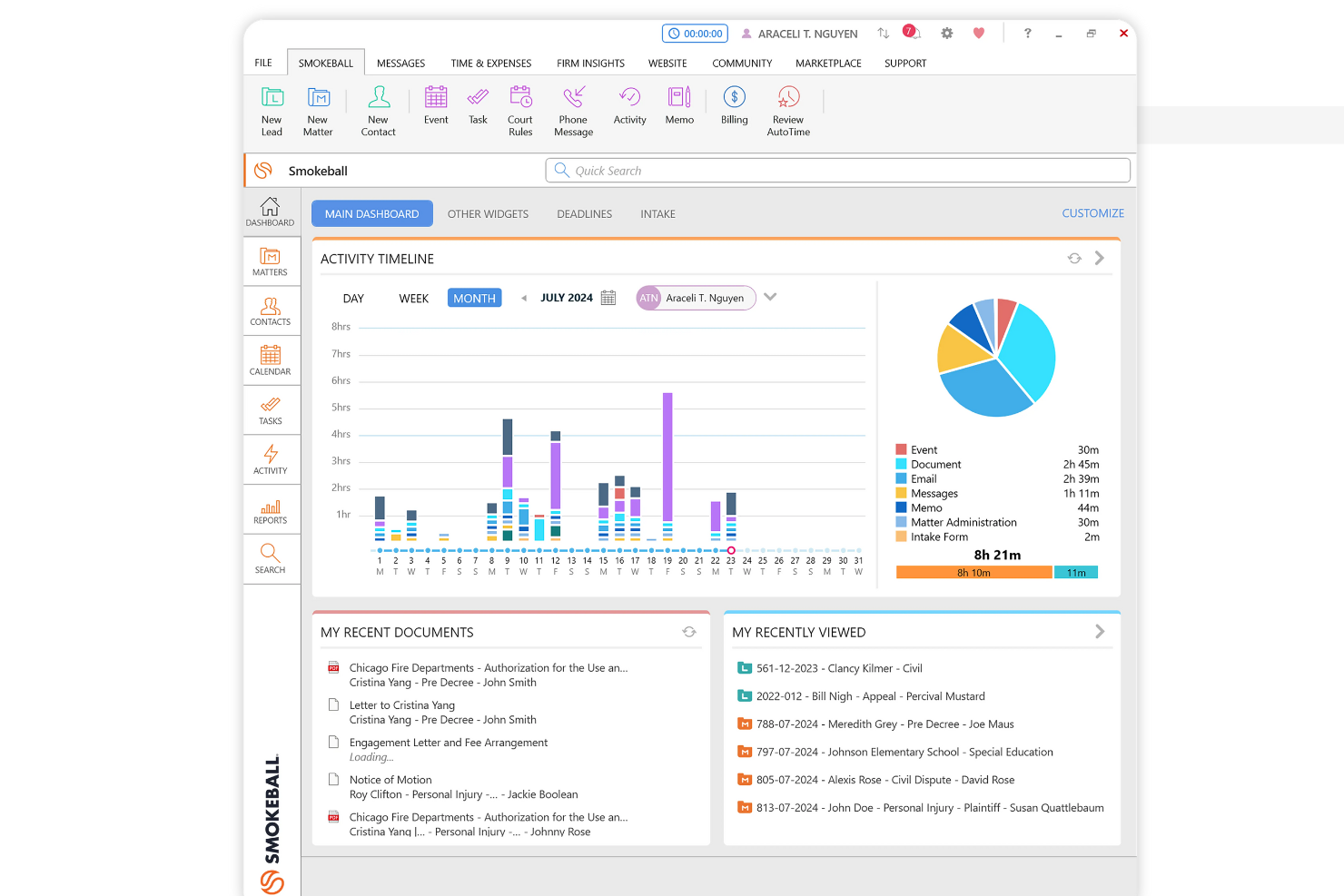 Smokeball screenshot - 10 beste juridische CRM-systemen van 2026 [Mijn beoordelingen]