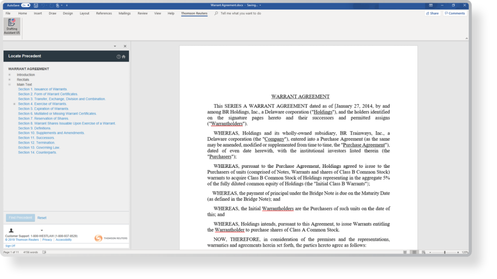 Drafting Assistant by Thomson Reuters screenshot - Gids voor de 10 beste softwareprogramma’s voor juridisch schrijven van 2026