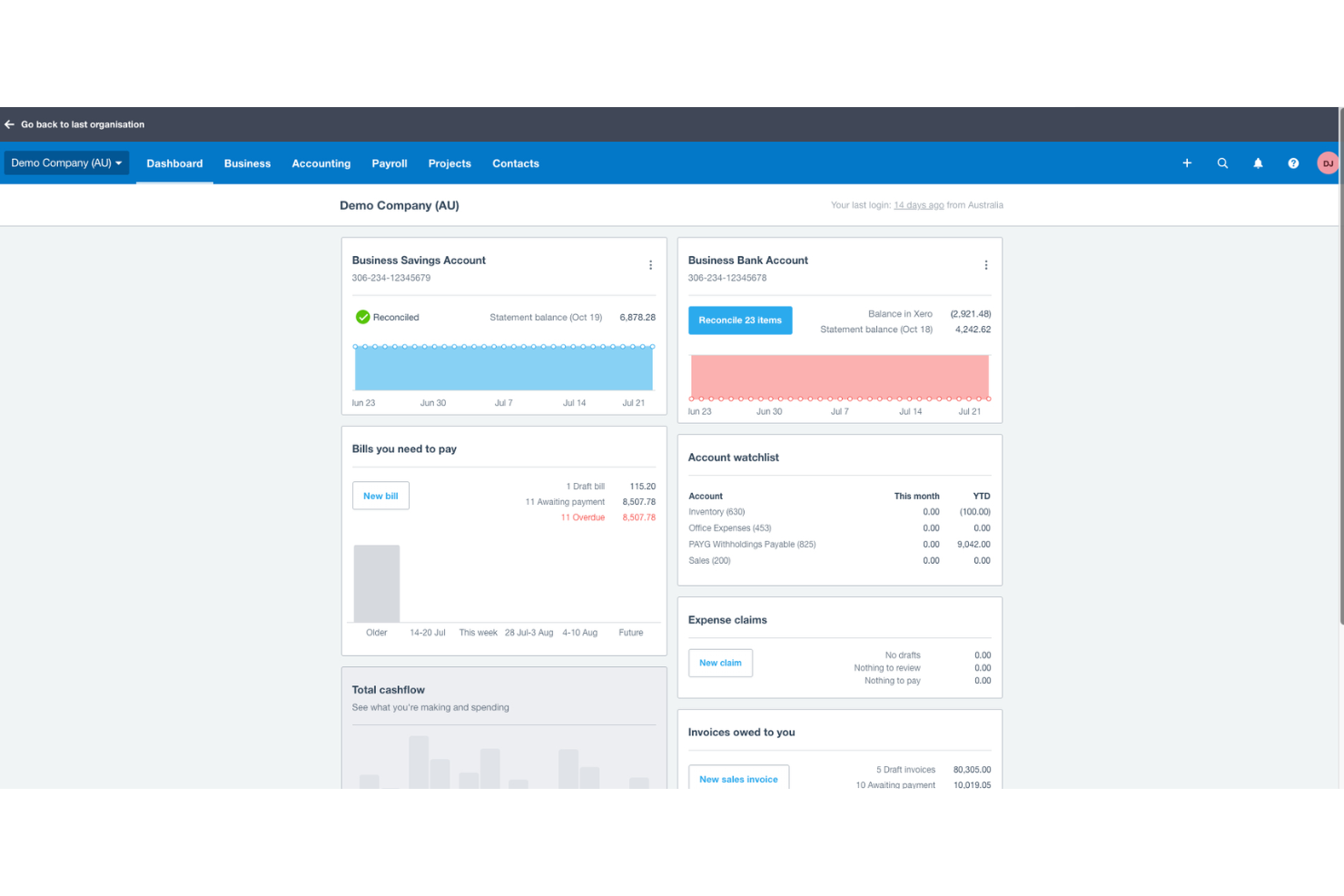 Xero screenshot - 10 beste boekhoudsoftware voor advocatenkantoren van 2026