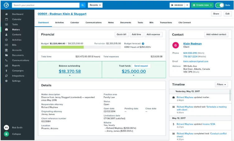 Clio screenshot - 10 beste software voor juridisch documentbeheer in 2026