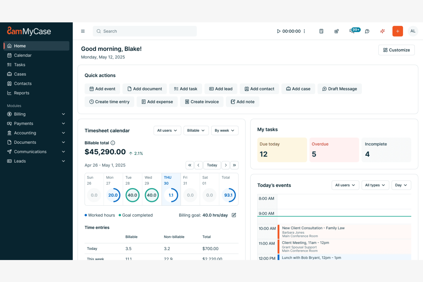 MyCase screenshot - 17 Legal Project Management Software for 2026