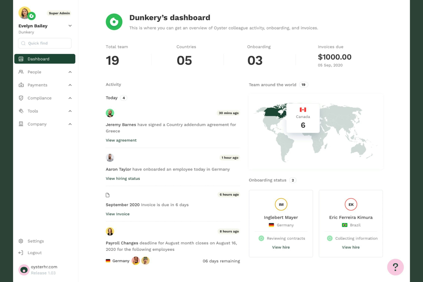 Oyster screenshot - 10 Best Employer of Record Services in 2026