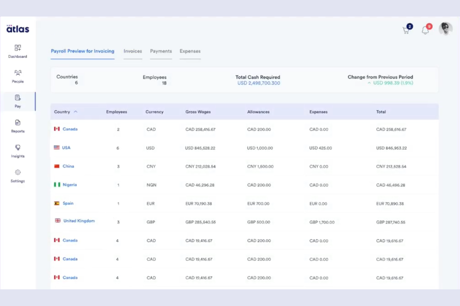 Atlas HXM screenshot - 10 Best Employer of Record Services in 2026
