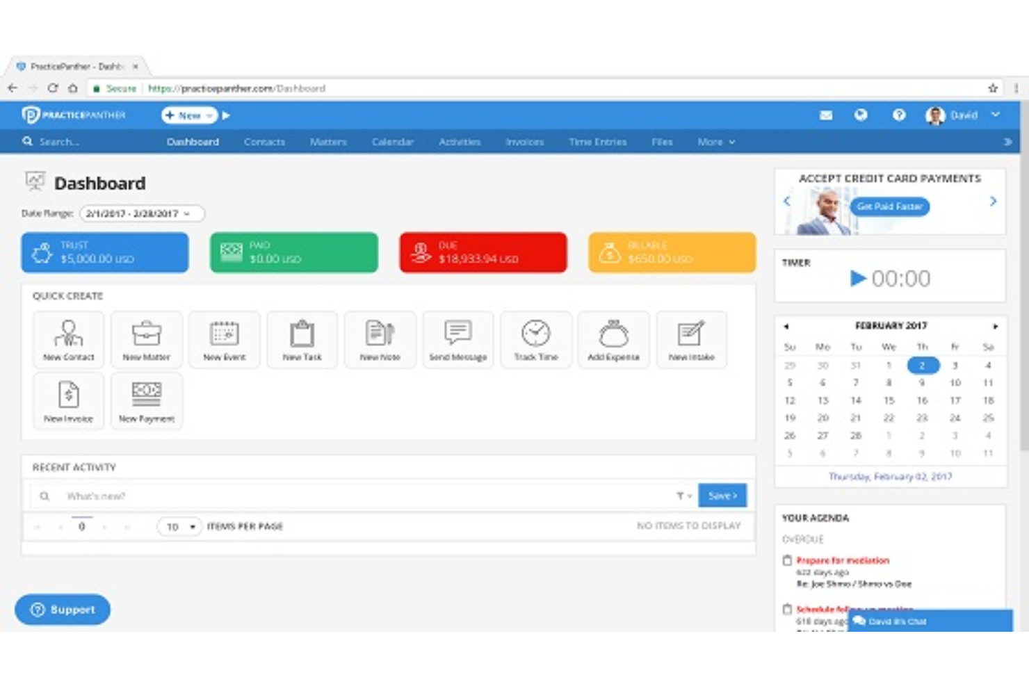PracticePanther manages cases, billing, and tasks for law firms.