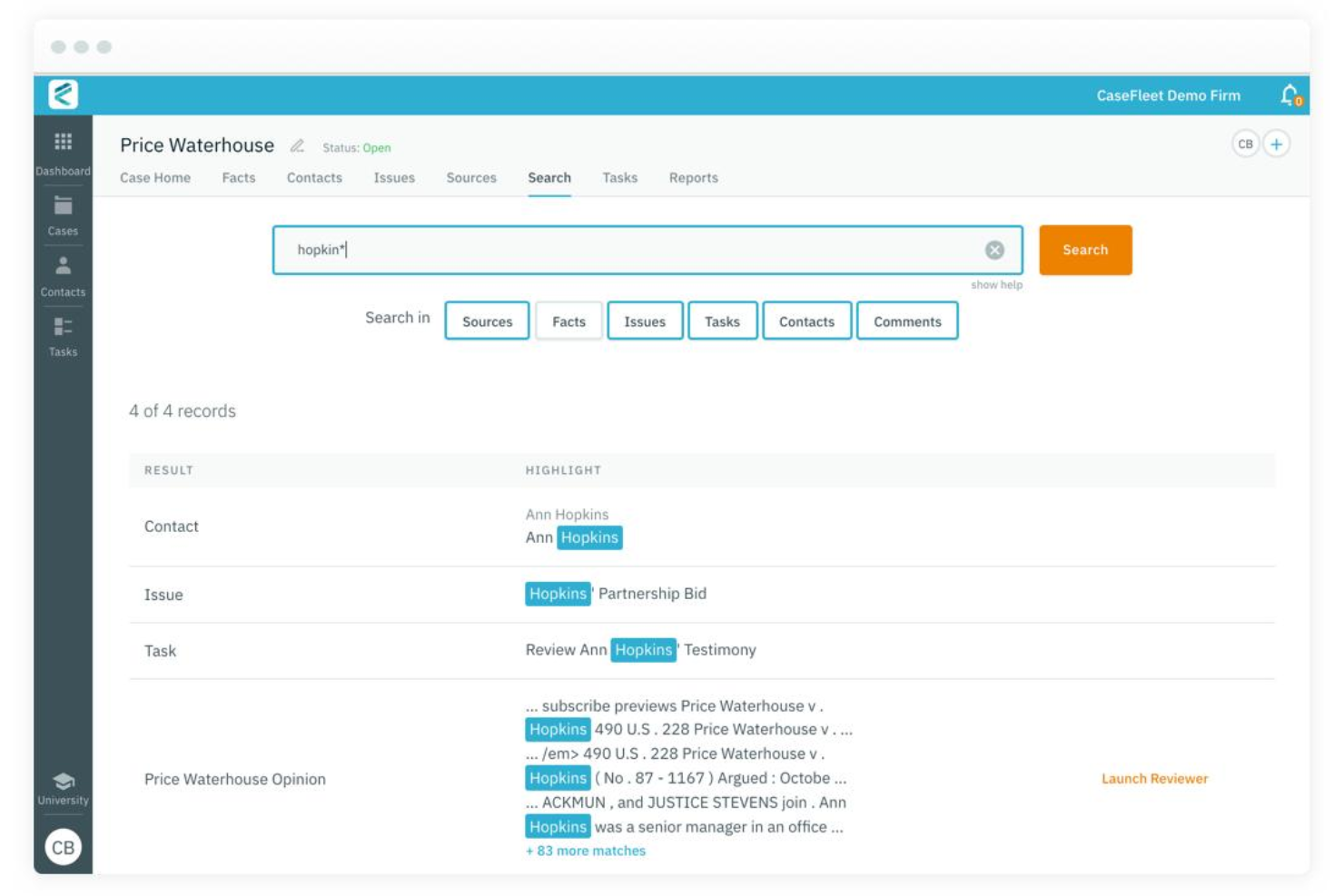 Casefleet organizes facts, documents, and timelines for legal cases.