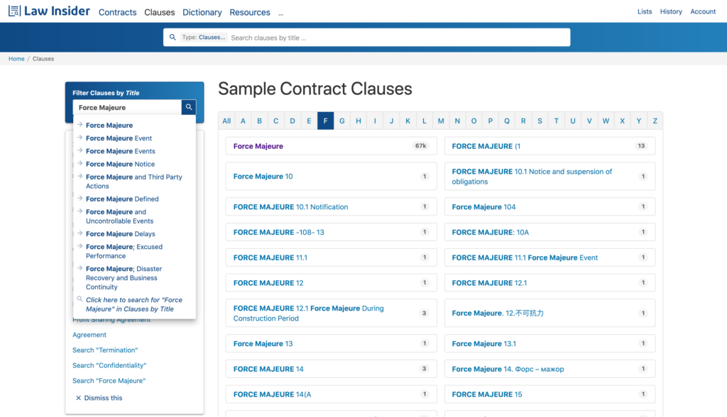 A photo for the sample contract clauses feature of Law Insider.