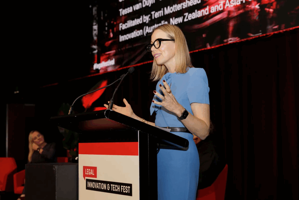 Speaker presenting at the Legal Innovation &amp; Tech Fest