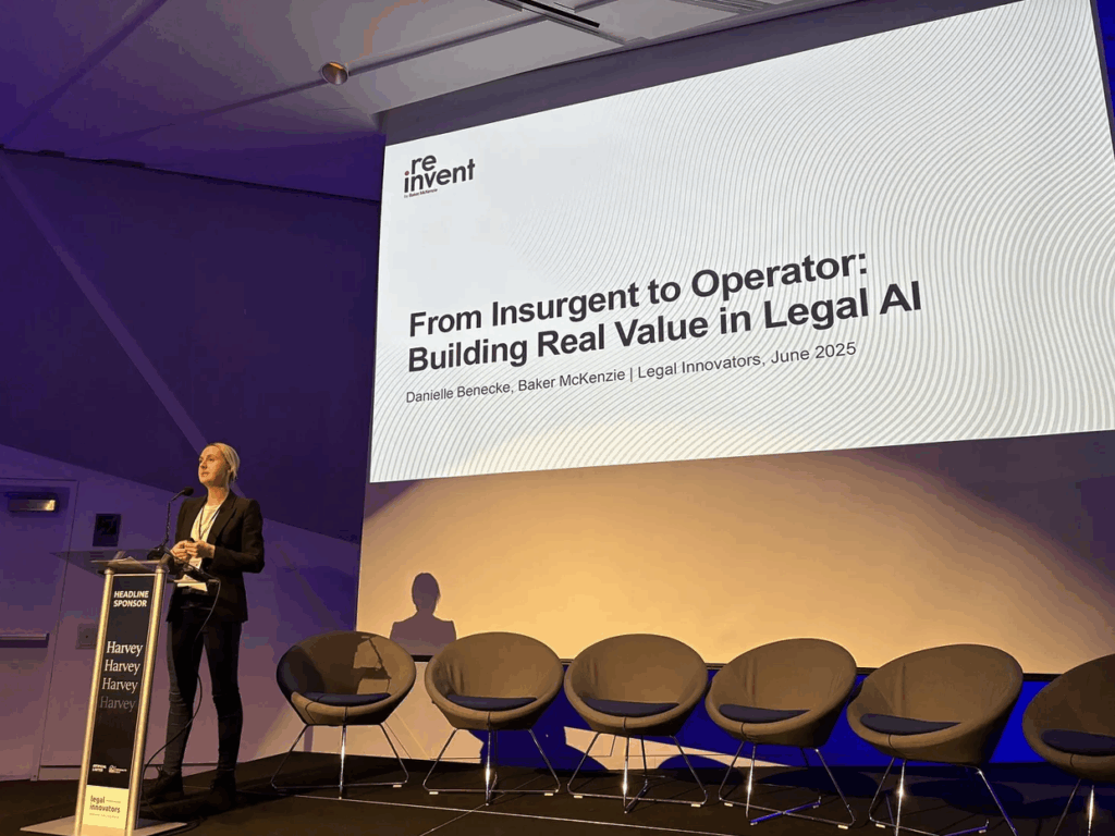 Danielle Benecke, Founder/Director of Baker McKenzie, opening keynote of Legal Innovators California conference 2025