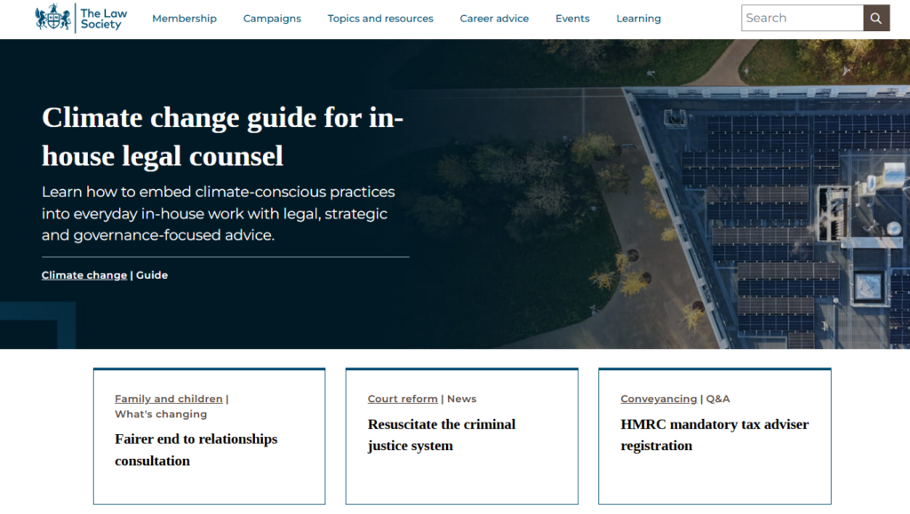 Homepage dell'Ordine degli avvocati con linee guida sul clima e notizie giuridiche