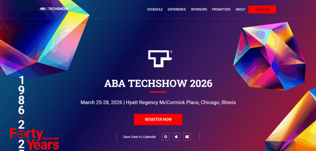 Screenshot of the ABA TECHSHOW 2026 web page