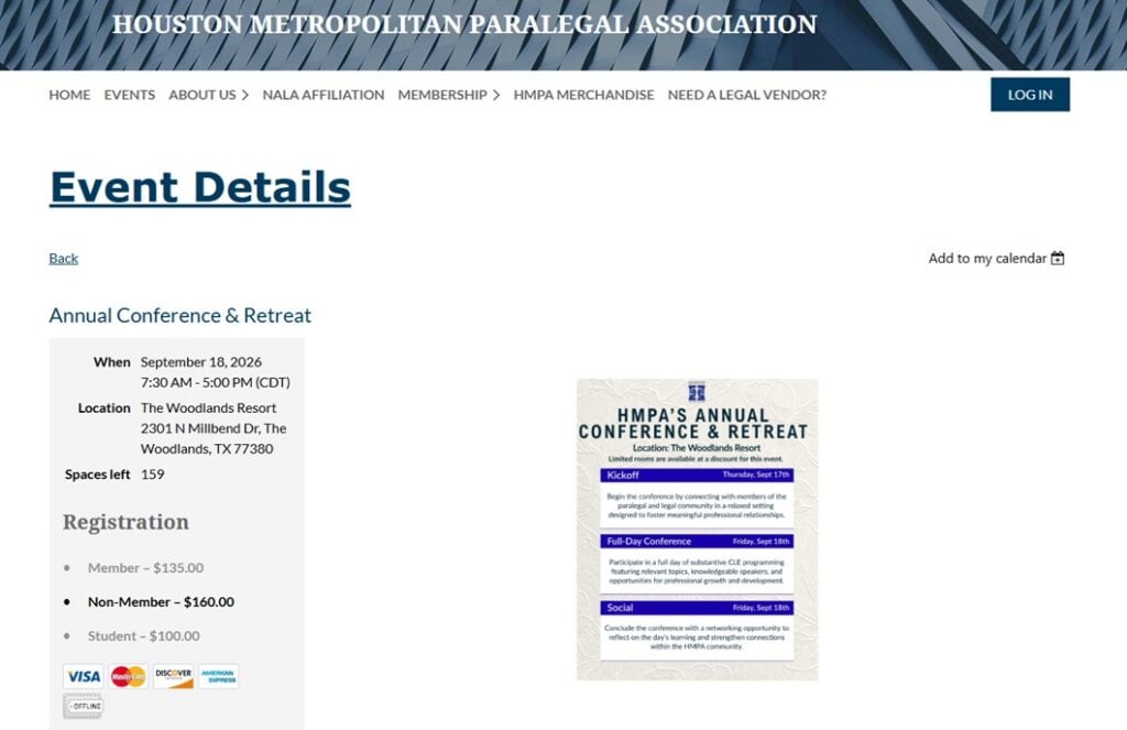 Landing page for the HMPA's Annual Conference & Retreat