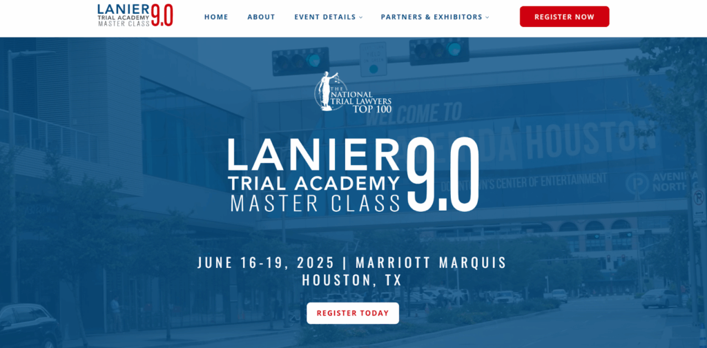 The Lanier Trial Academy Master Class conferencelanding page screenshot