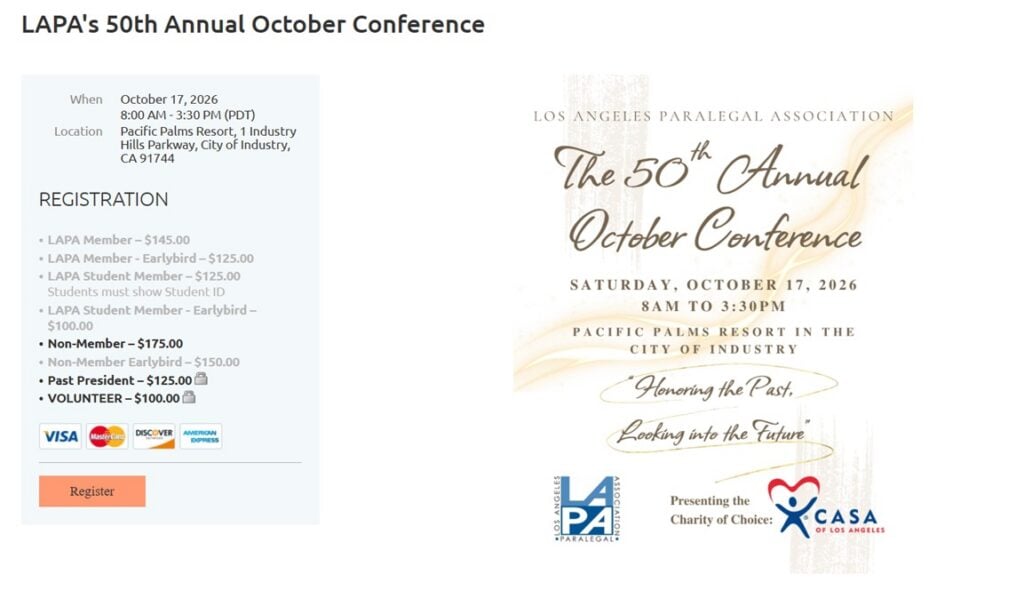 Página de inicio de la 50ª Conferencia Anual de Octubre de LAPA