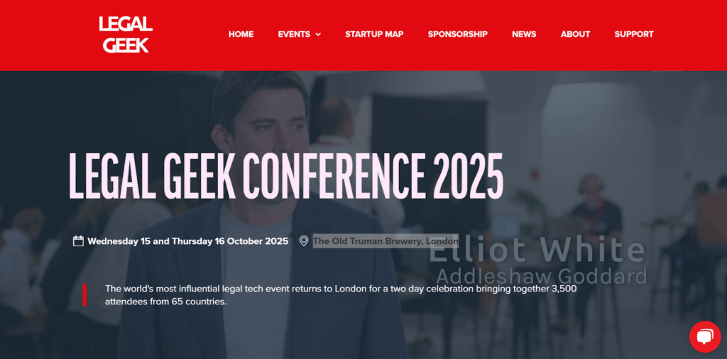 Screenshot of the Legal Geek Conference landing page