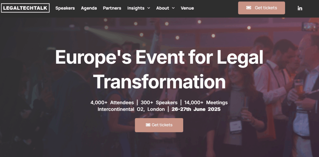 The Legal Tech Talk conference page screenshot
