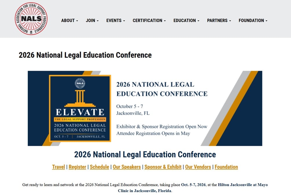 Página de inicio de la Conferencia Nacional de Educación Legal 2026
