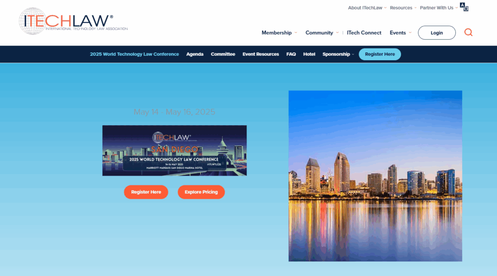 Screenshot of the World Technology Law Conference landing page