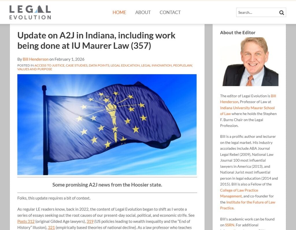 Schermata dell'esempio della newsletter Legal Evolution