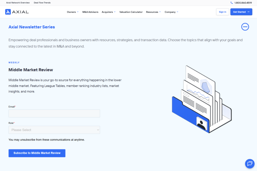 Middle Market Review subscription page