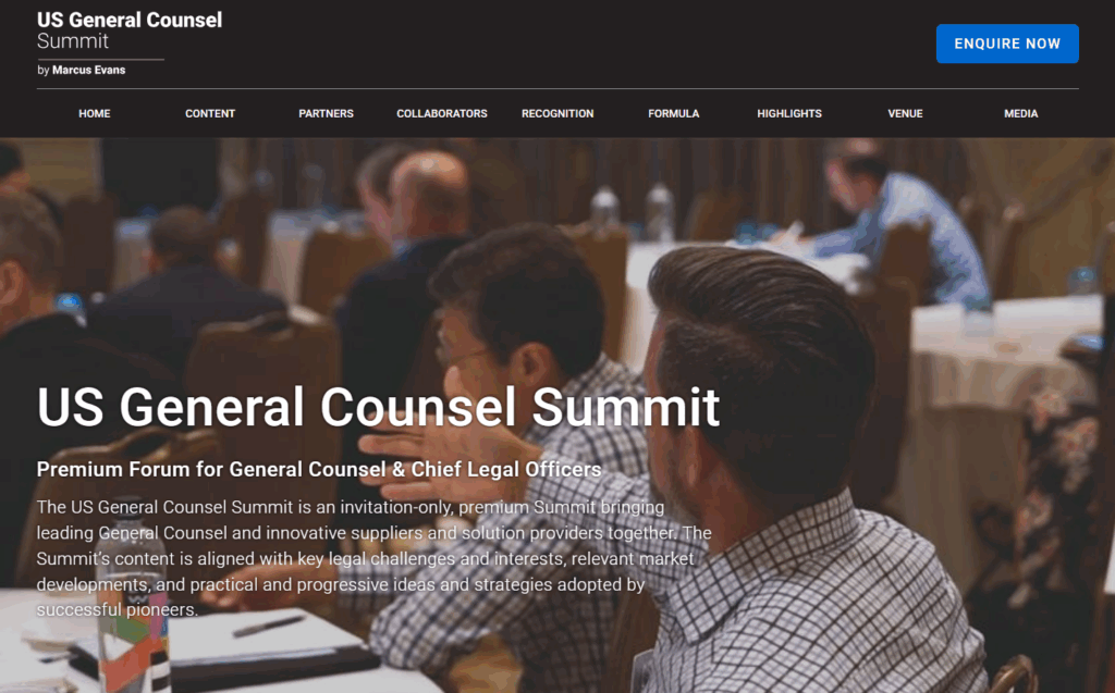 Home page of the US General Counsel Summit 2026
