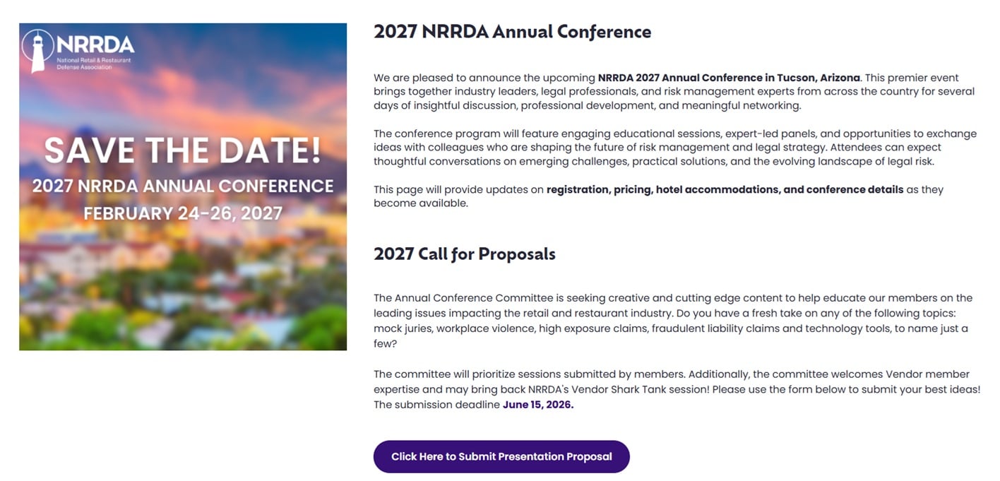 Overview page of the 2027 NRRDA Annual Conference