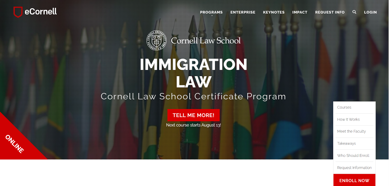 The Immigration Law Certificate Program landing page