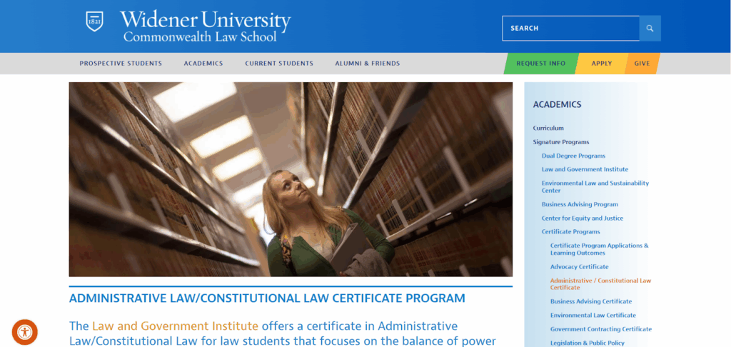 The Administrative Law/Constitutional Law Certificate Program landing page