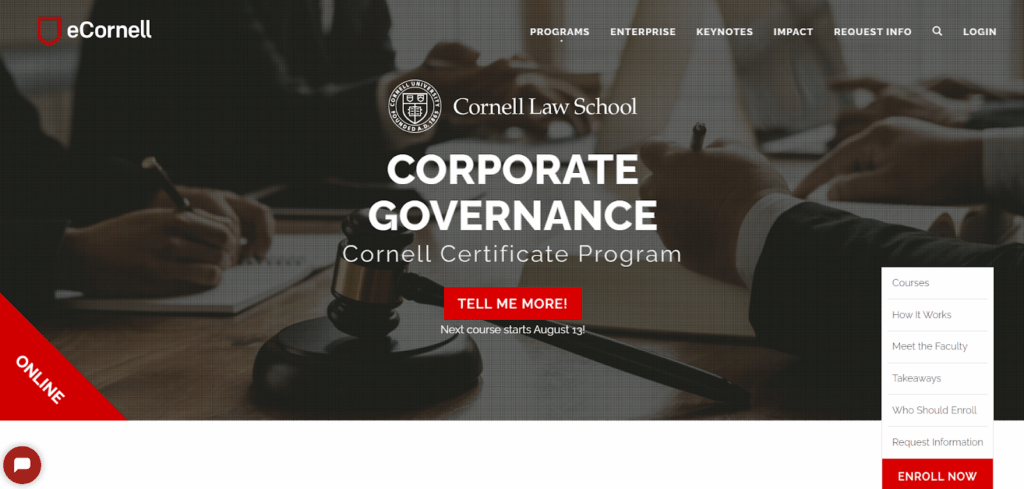 The Corporate Governance landing page