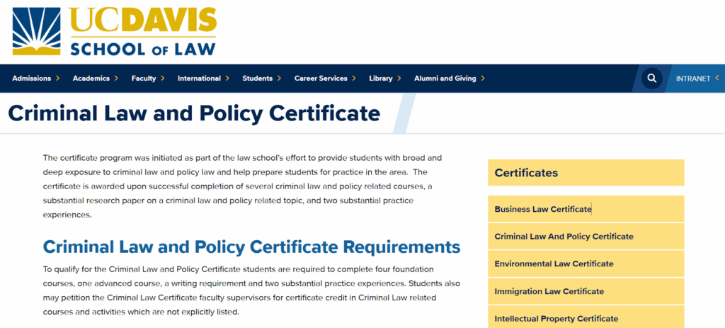 Overview of the Criminal Law & Policy Certificate