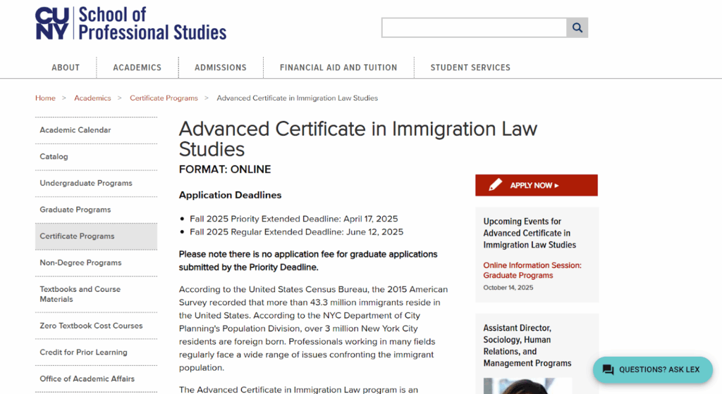 Overview of the Advanced Certificate in Immigration Law Studies