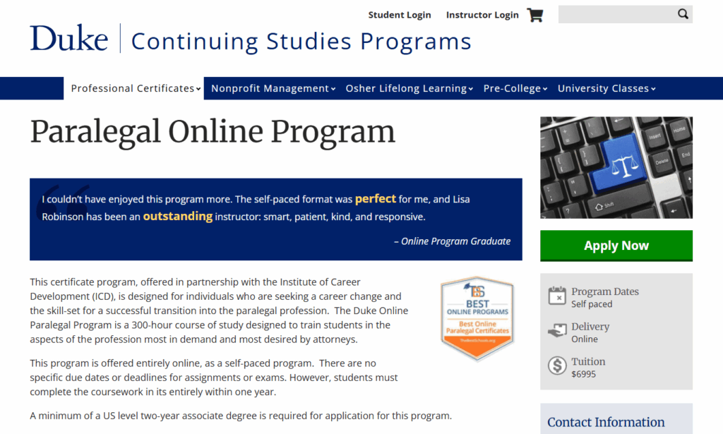Overview of the Paralegal Online Program