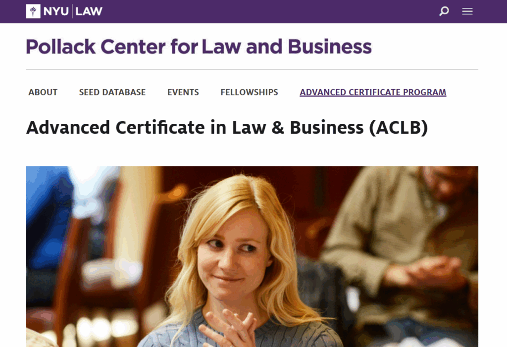 The Advanced Certificate in Law & Business (ACLB) landing page