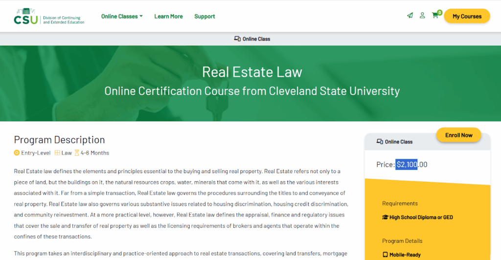 The Real Estate Law's program description