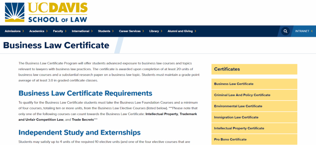 Overview of the Business Law Certificate
