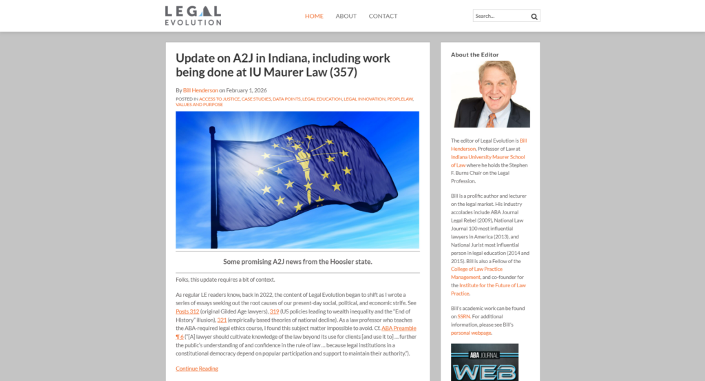 Legal Evolution featuring analysis on legal innovation and access to justice