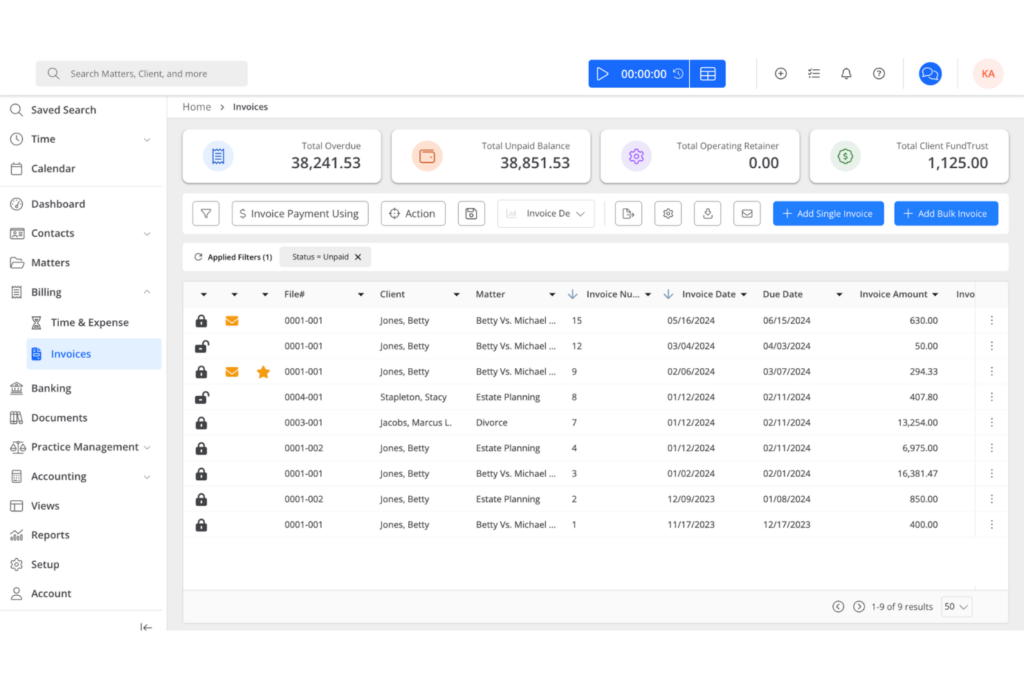 rocket-matter-invoicing-dashboard
