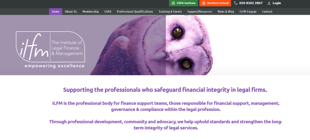 Institute of Legal Finance &amp; Management website